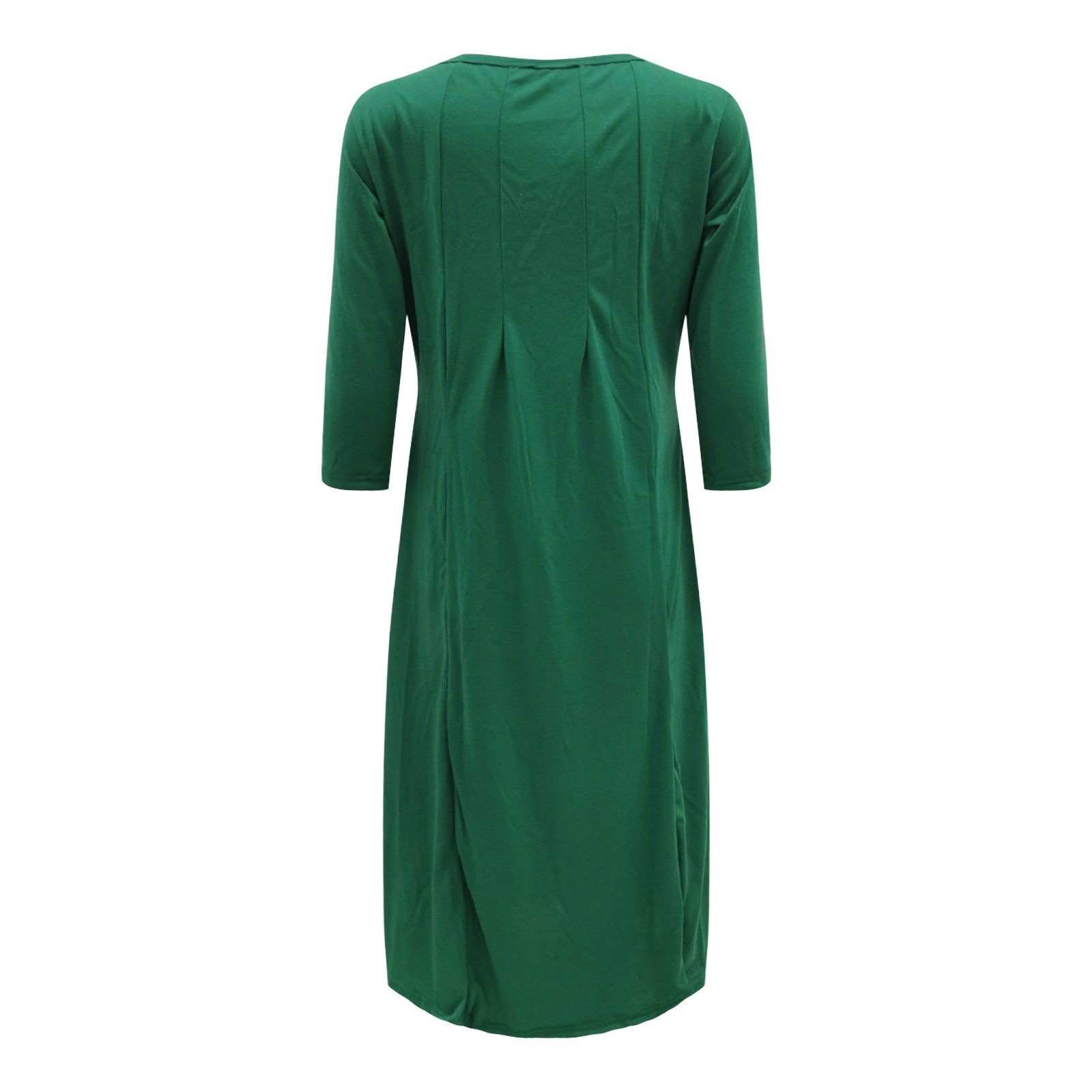 thumbnail image 3 of Vestido informal liso de mujer con cuello redondo, manga larga y largo hasta la pantorrilla - Corte holgado, material resistente, para uso diario/ocasionales, tallas M-XXXL, 3 of 6